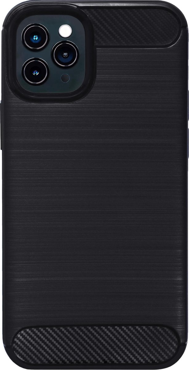 Bmax Carbon Soft Case Hoesje Voor Iphone 12 Pro - Black/ - Zwart