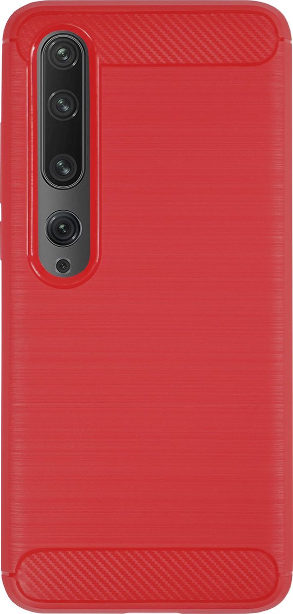 Bmax Carbon Soft Case Hoesje Voor Xiaomi Mi 10 - Red/ - Rood