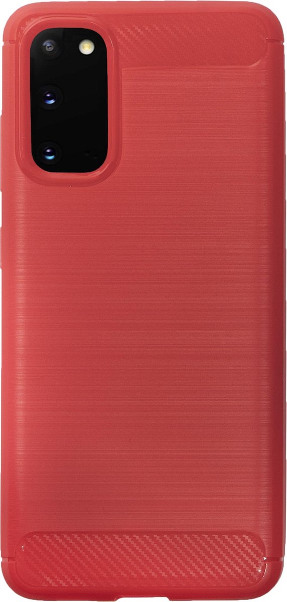 Bmax Carbon Soft Case Hoesje Voor Samsung Galaxy S20 - Red/ - Rood