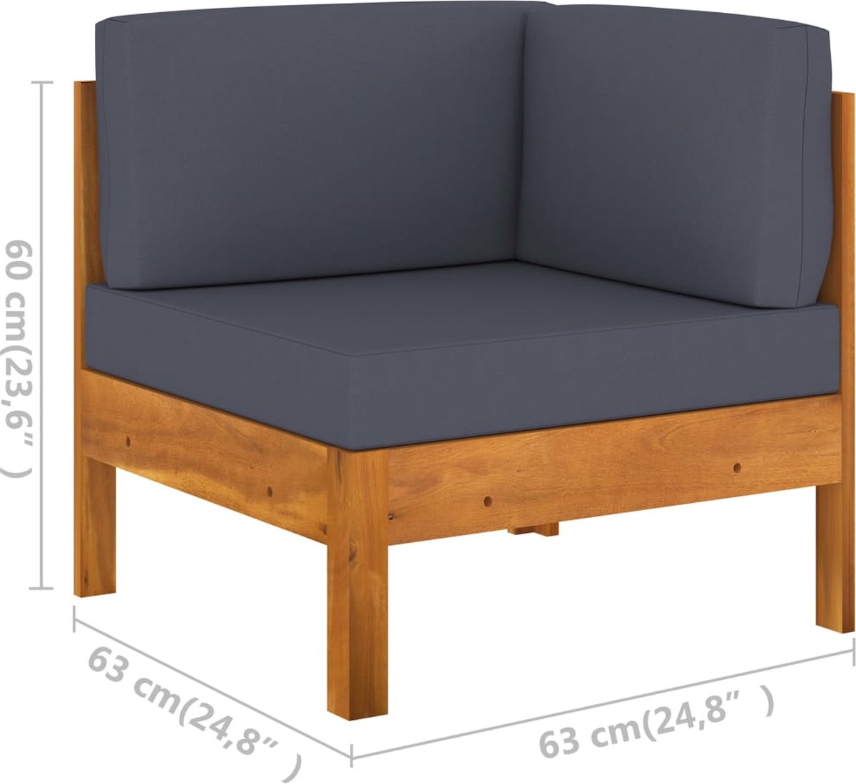 Vidaxl 2-delige Loungeset Met Donkergrijze Kussens Acaciahout - Grijs