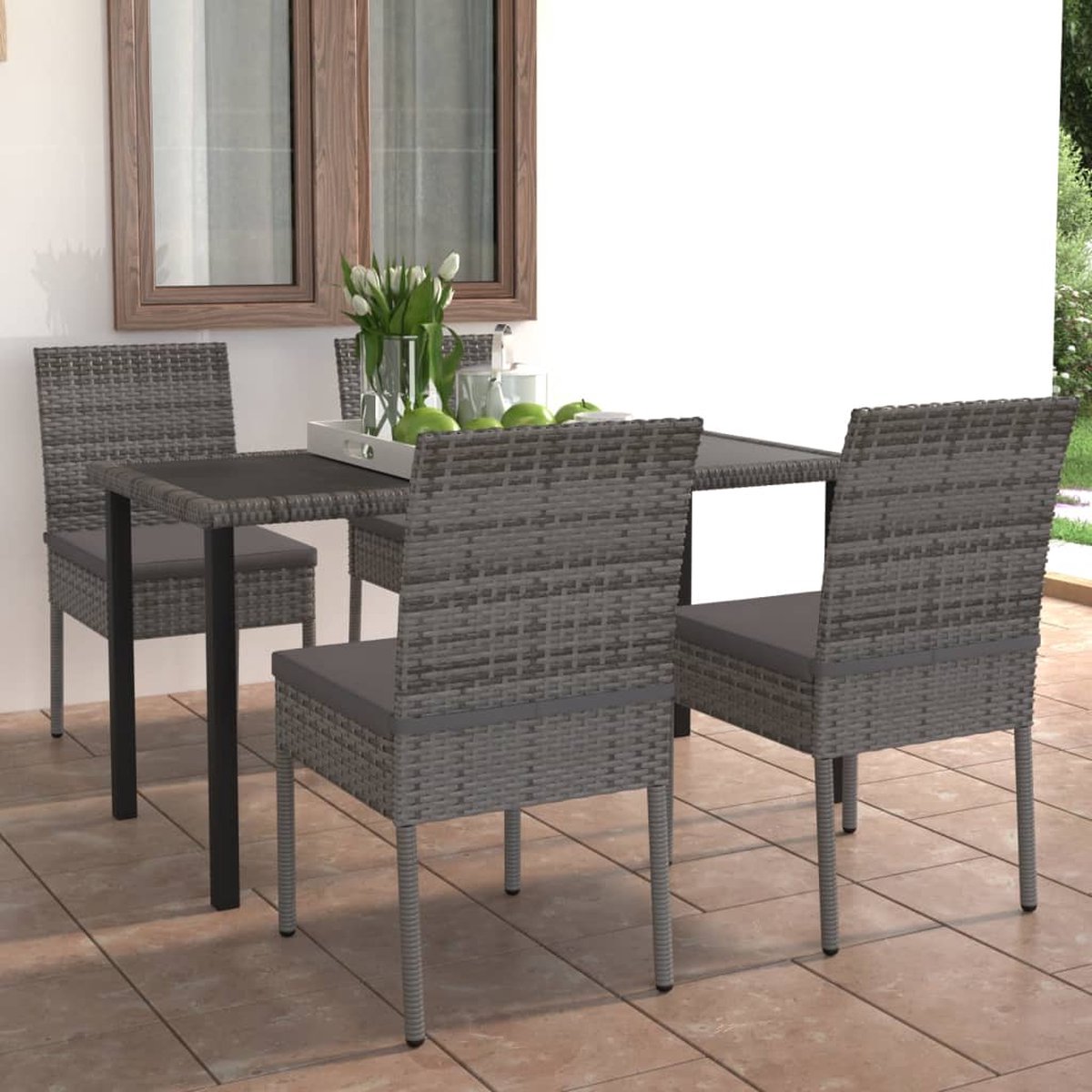 Vidaxl 5-delige Tuinset Poly Rattan - Gris