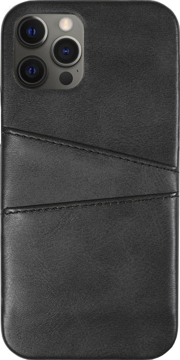 Bmax Pu Leather Card Slots Hard Case Hoesje Voor Iphone 12 Pro Max - Black/ - Zwart