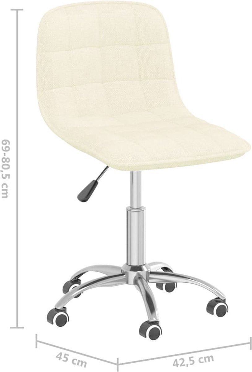 Vidaxl Eetkamerstoelen Draaibaar 2 St Stof Crèmekleurig