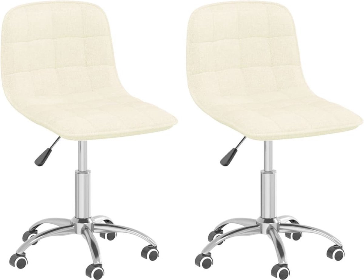Vidaxl Eetkamerstoelen Draaibaar 2 St Stof Crèmekleurig