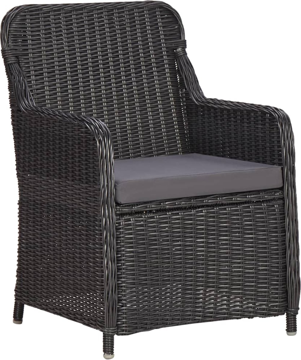 Vidaxl 3-delige Bistroset Met Kussens Poly Rattan - Zwart