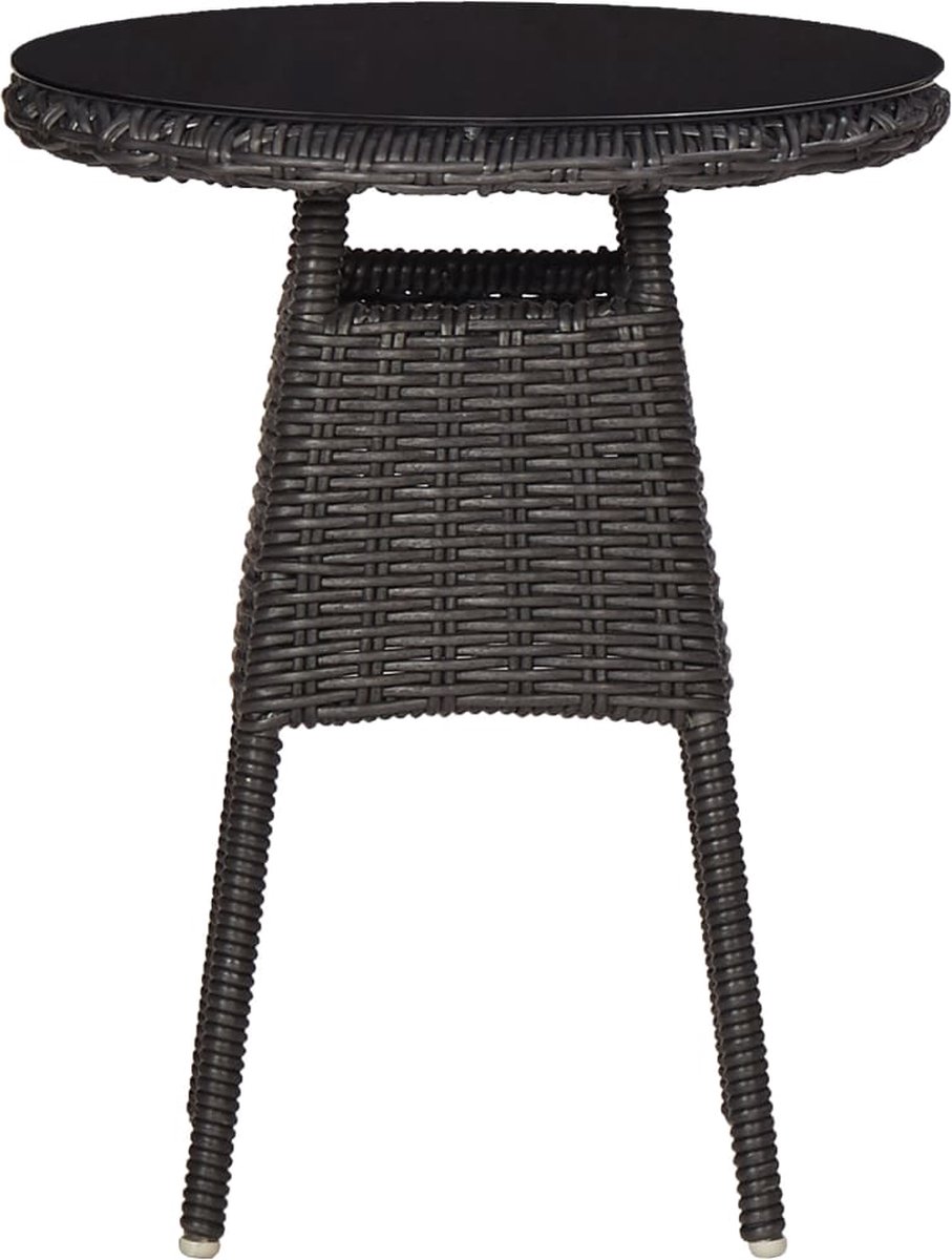 Vidaxl 3-delige Bistroset Met Kussens Poly Rattan - Zwart