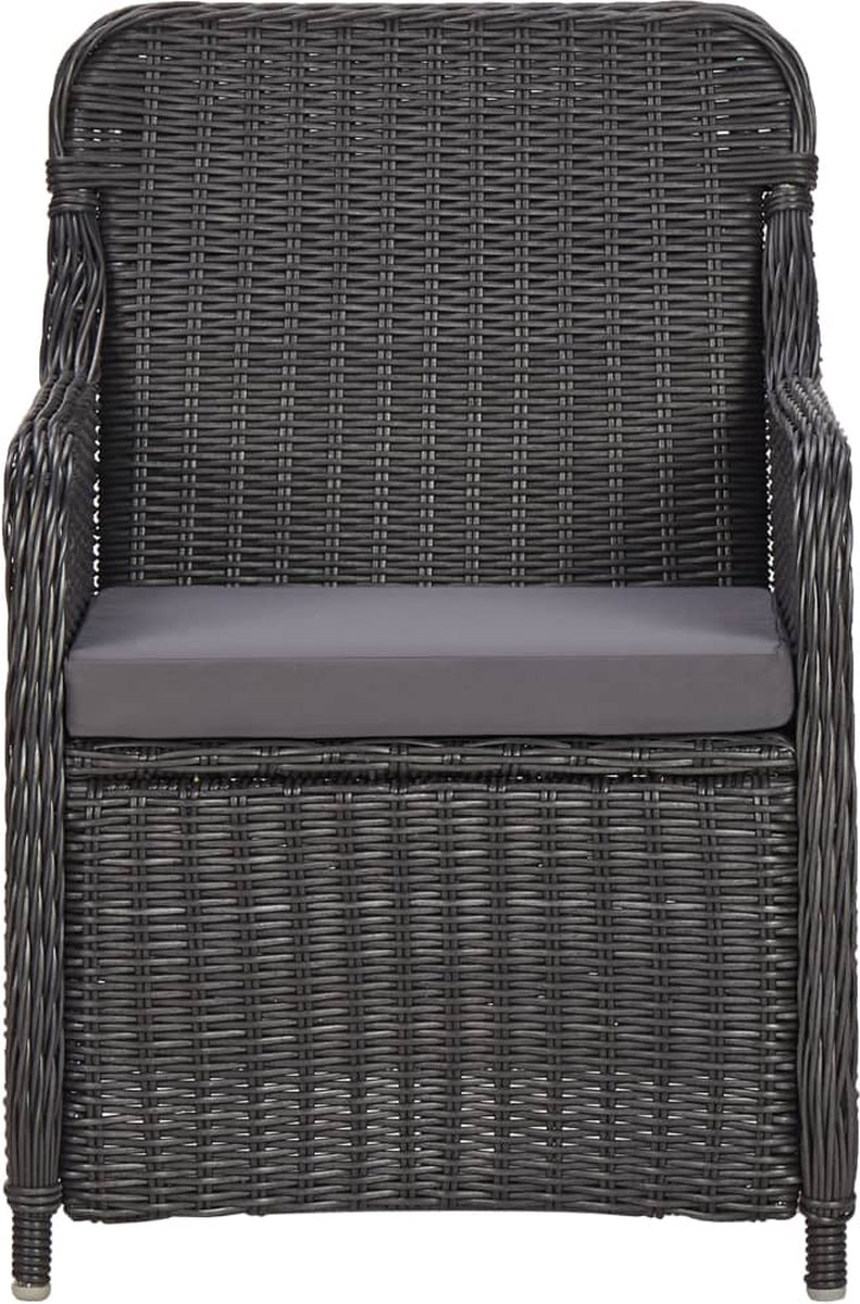 Vidaxl 3-delige Bistroset Met Kussens Poly Rattan - Zwart