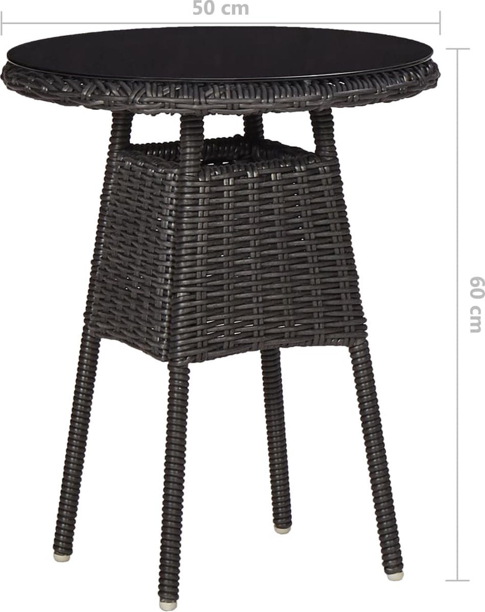 Vidaxl 3-delige Bistroset Met Kussens Poly Rattan - Zwart