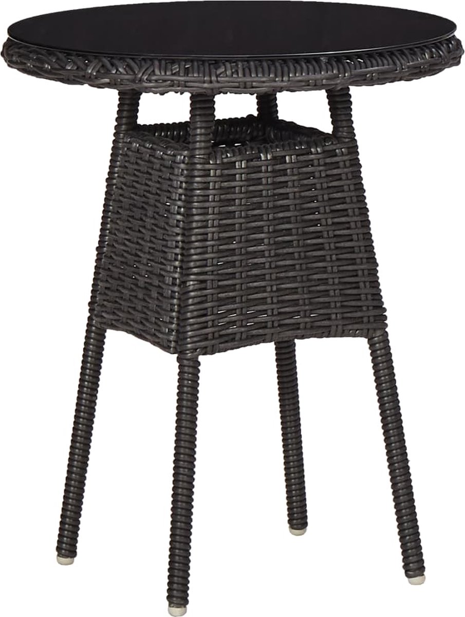 Vidaxl 3-delige Bistroset Met Kussens Poly Rattan - Zwart