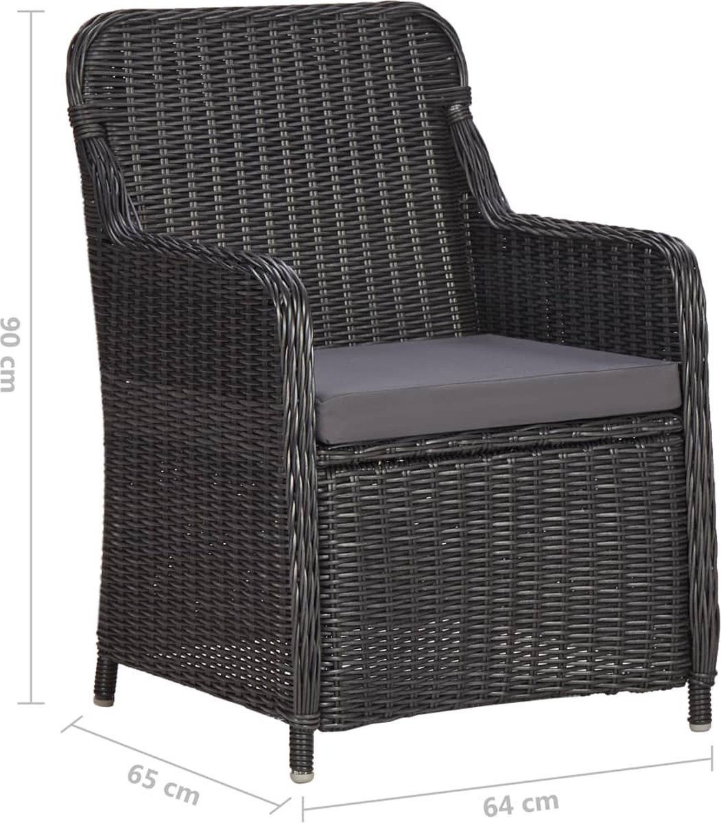 Vidaxl 3-delige Bistroset Met Kussens Poly Rattan - Zwart