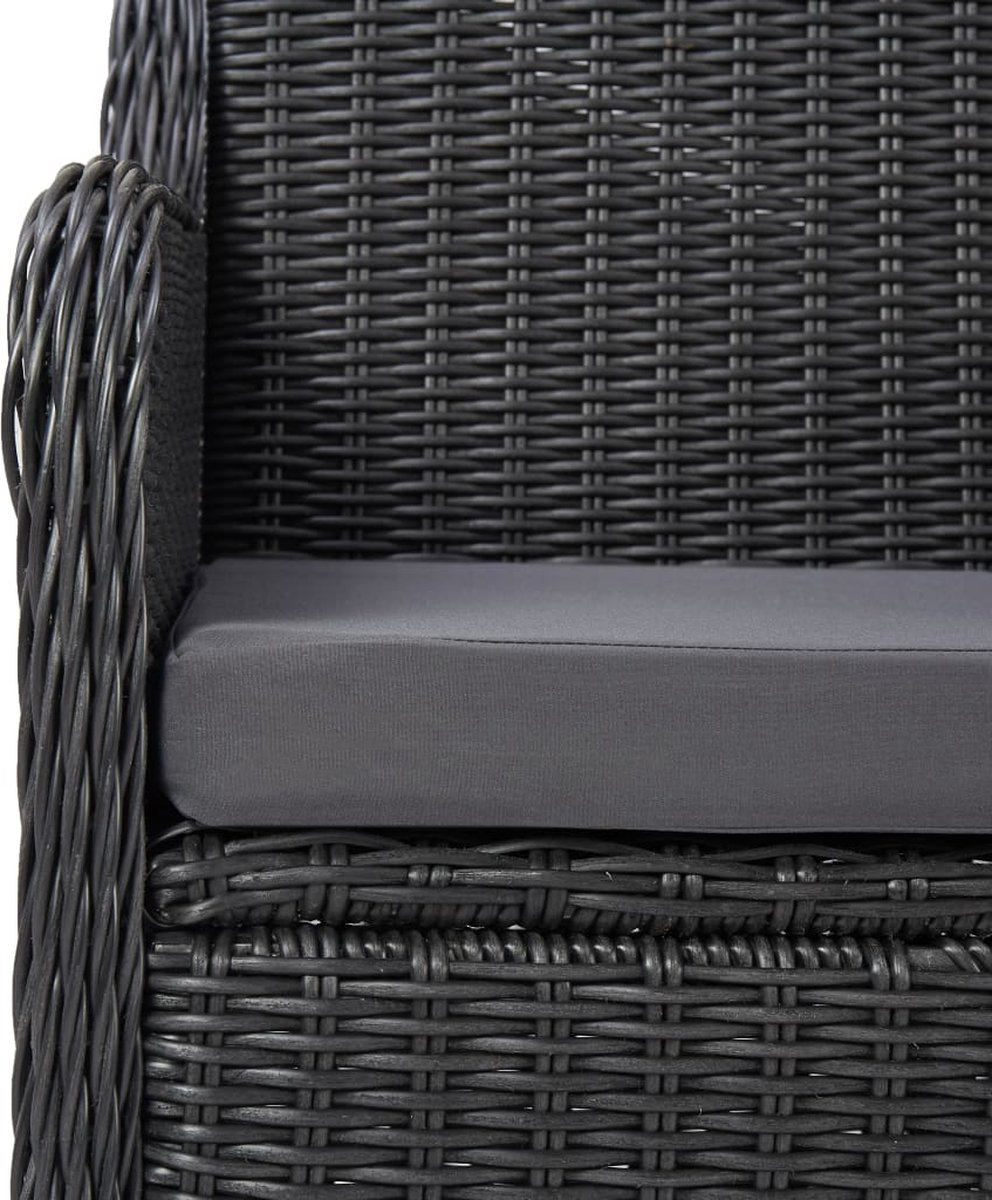 Vidaxl 3-delige Bistroset Met Kussens Poly Rattan - Zwart