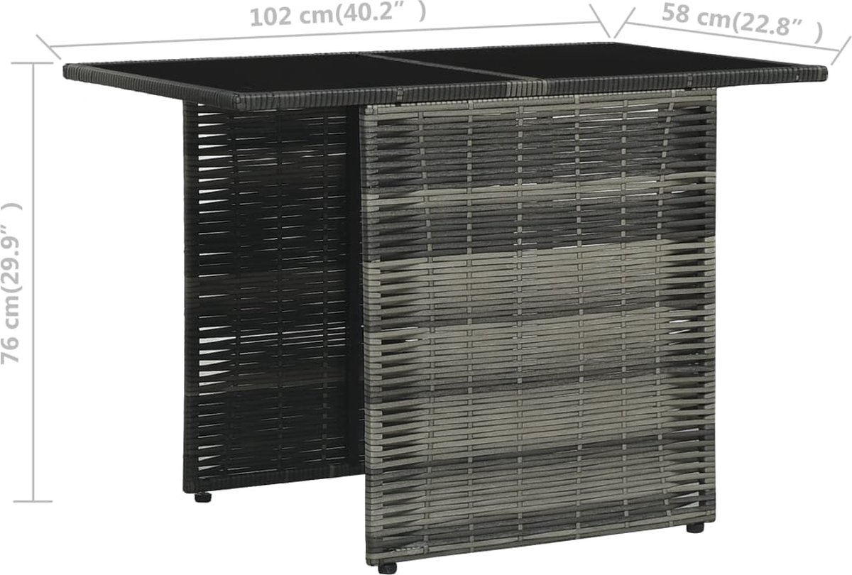 Vidaxl 3-delige Bistroset Met Kussens Poly Rattan - Grijs
