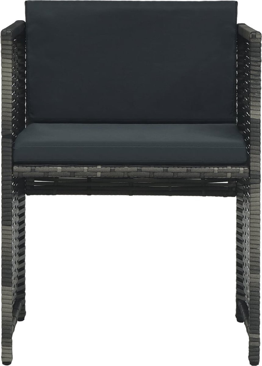 Vidaxl 3-delige Bistroset Met Kussens Poly Rattan - Grijs