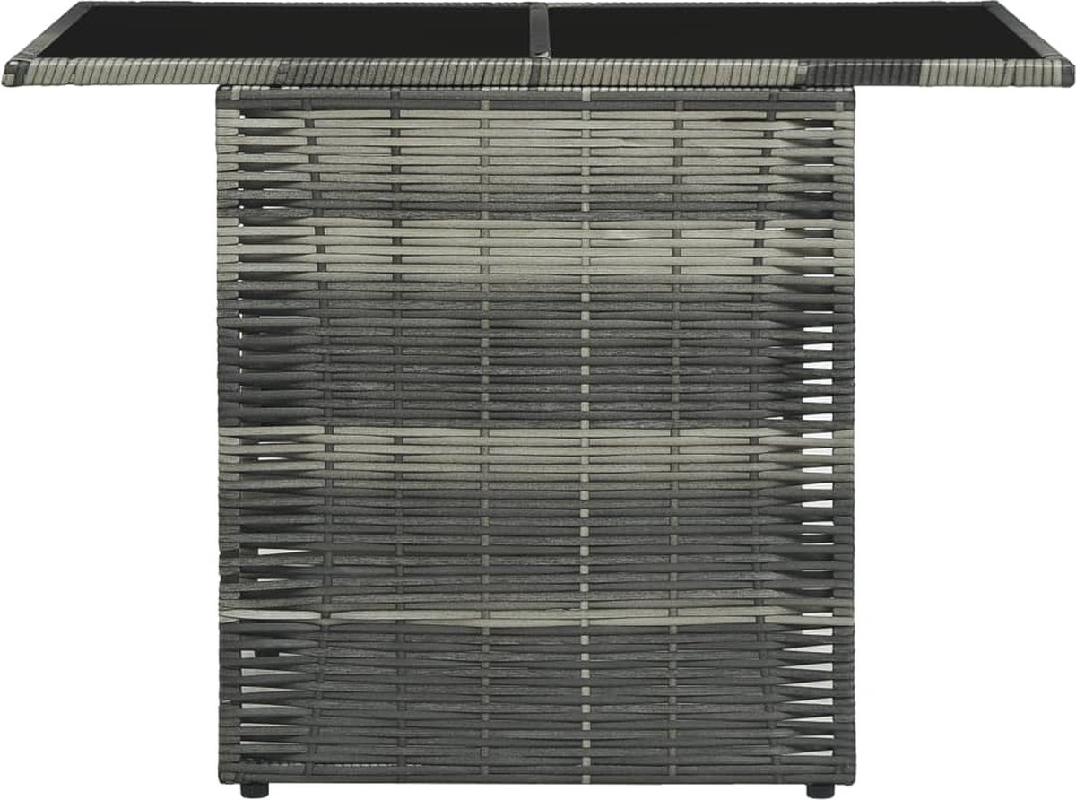 Vidaxl 3-delige Bistroset Met Kussens Poly Rattan - Grijs
