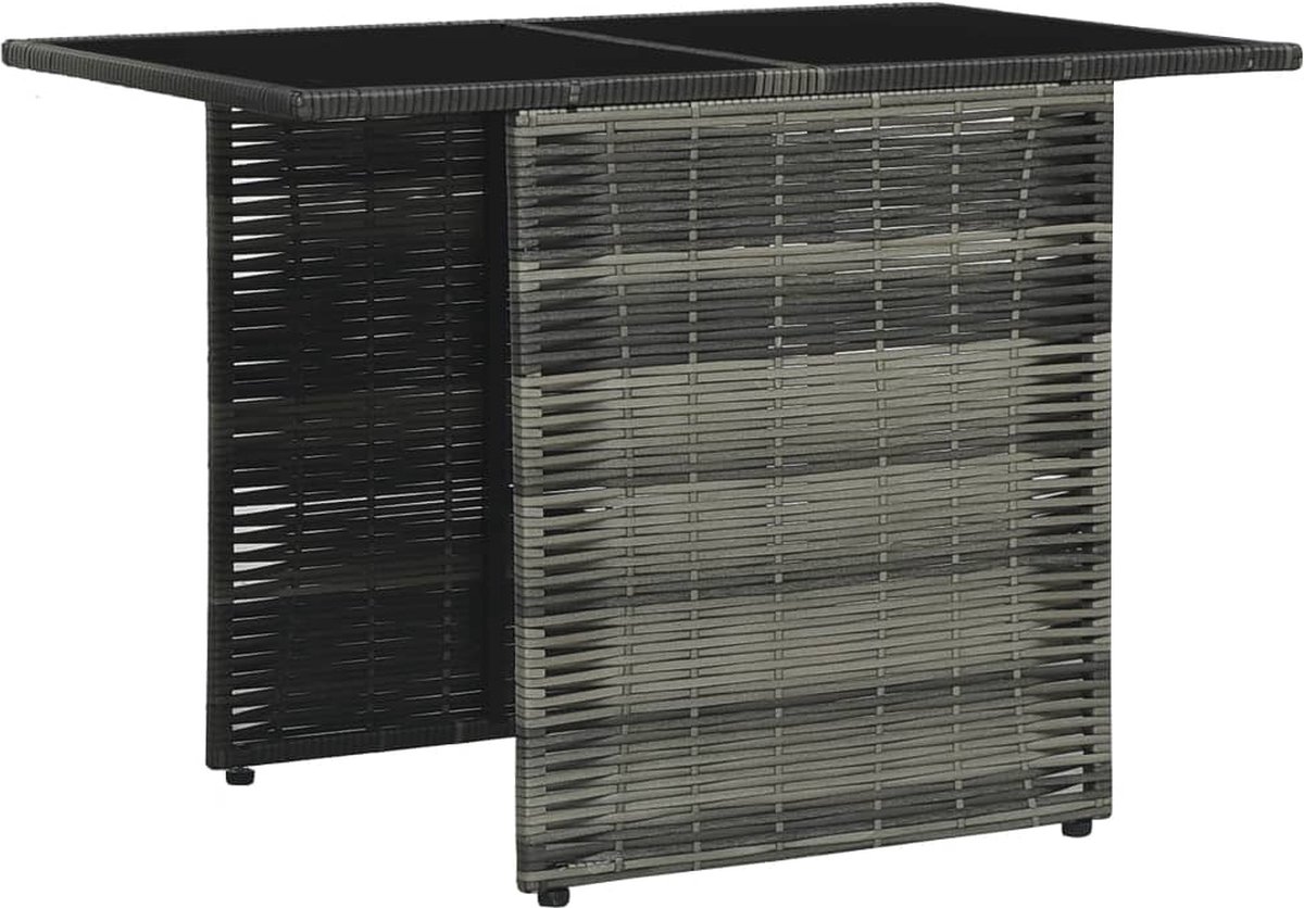 Vidaxl 3-delige Bistroset Met Kussens Poly Rattan - Grijs