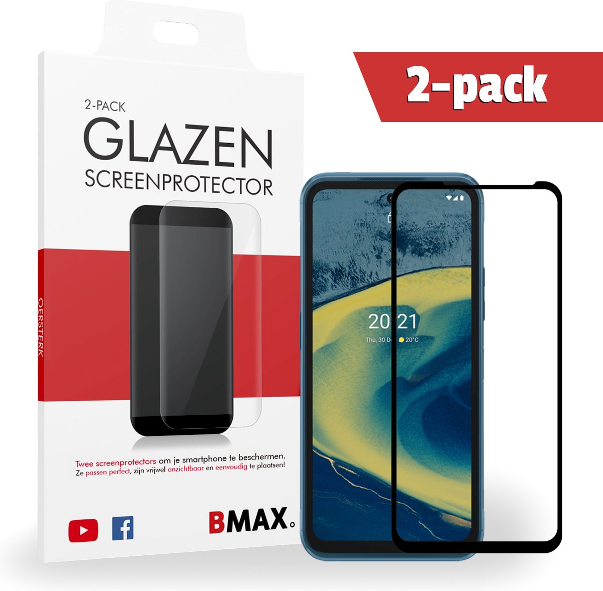 2-pack Bmax Nokia Xr20 Screenprotector - Glass - Full Cover 2.5d - Black
