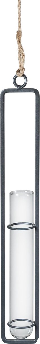 Quvio Hangend Vaasje Met Metalen Frame - M - 15,3 Cm - Zwart