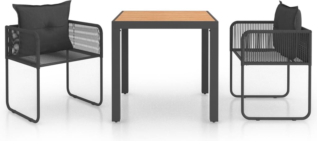 Vidaxl 3-delige Tuinset Pvc-rattan En Bruin - Zwart