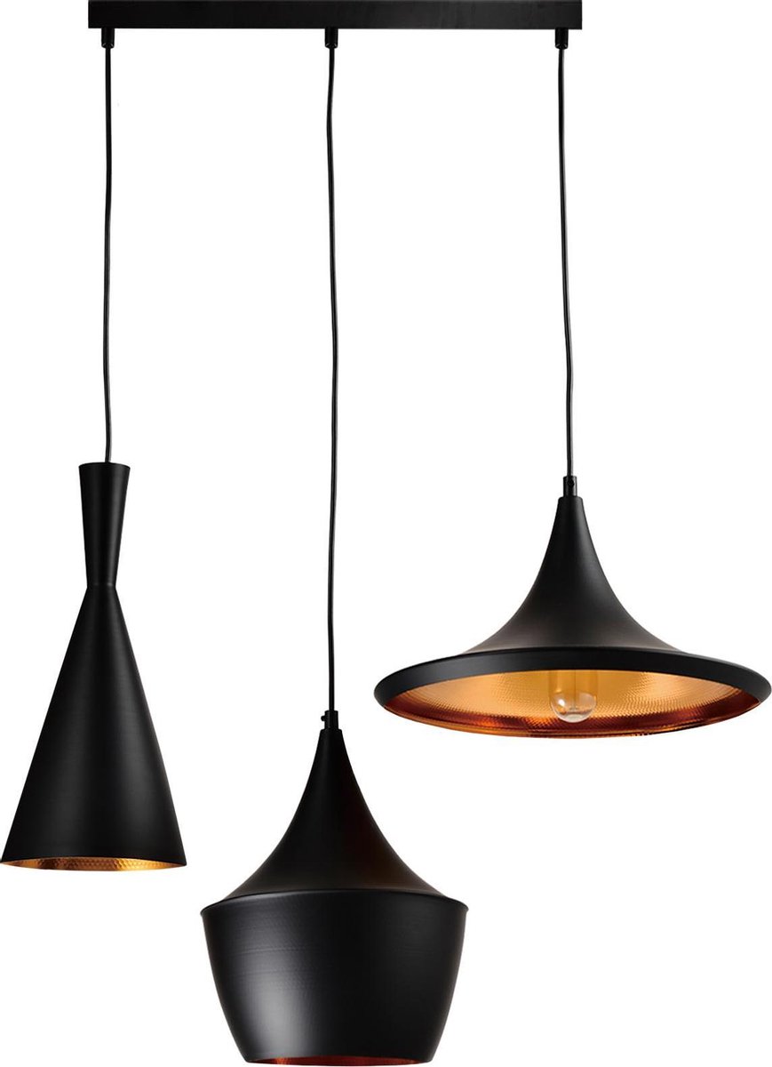 Quvio Hanglamp 3-lichts Verschillende Kappen - Quv5059l-black - Zwart
