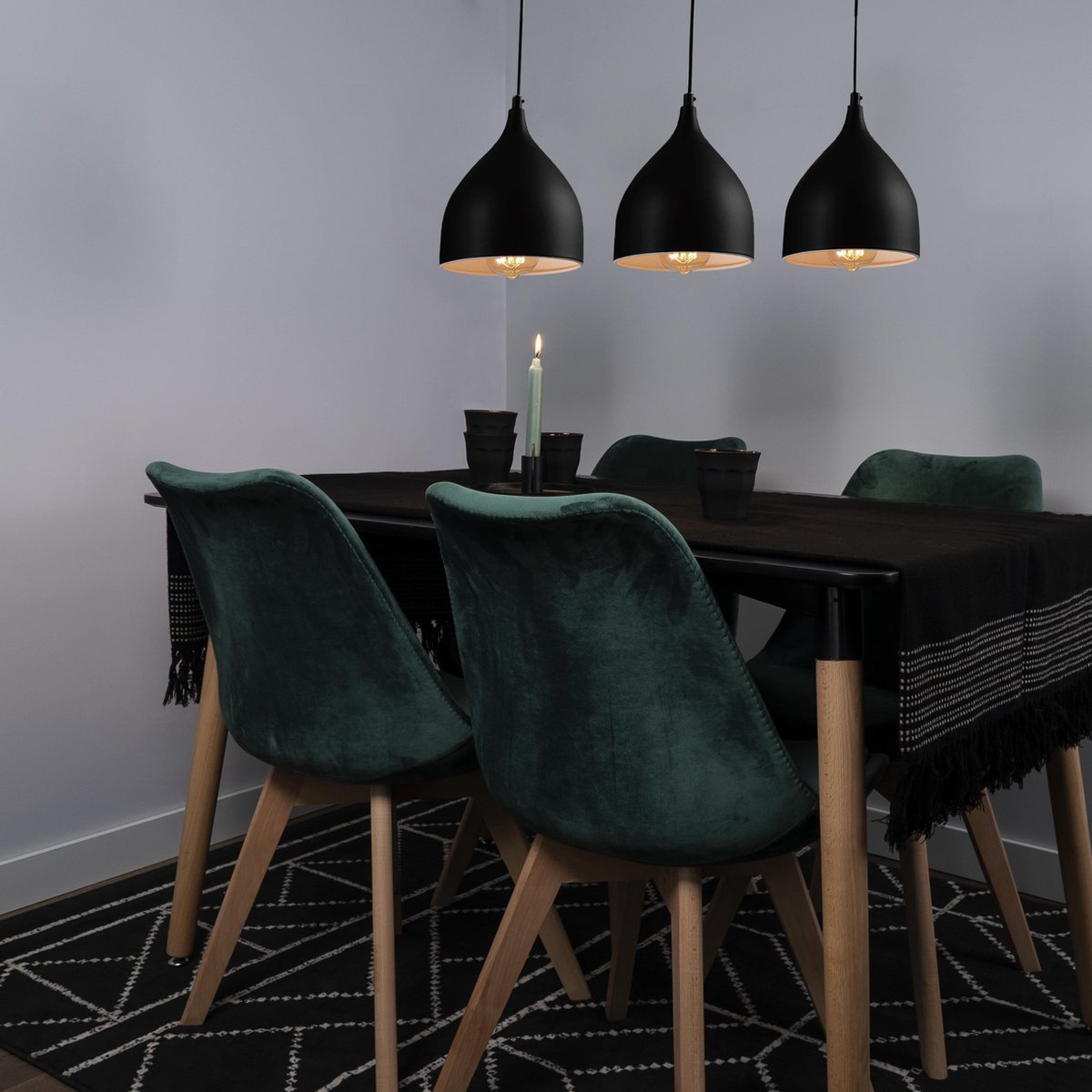 Quvio Hanglamp 3-lichts - Quv5061l-black - Zwart