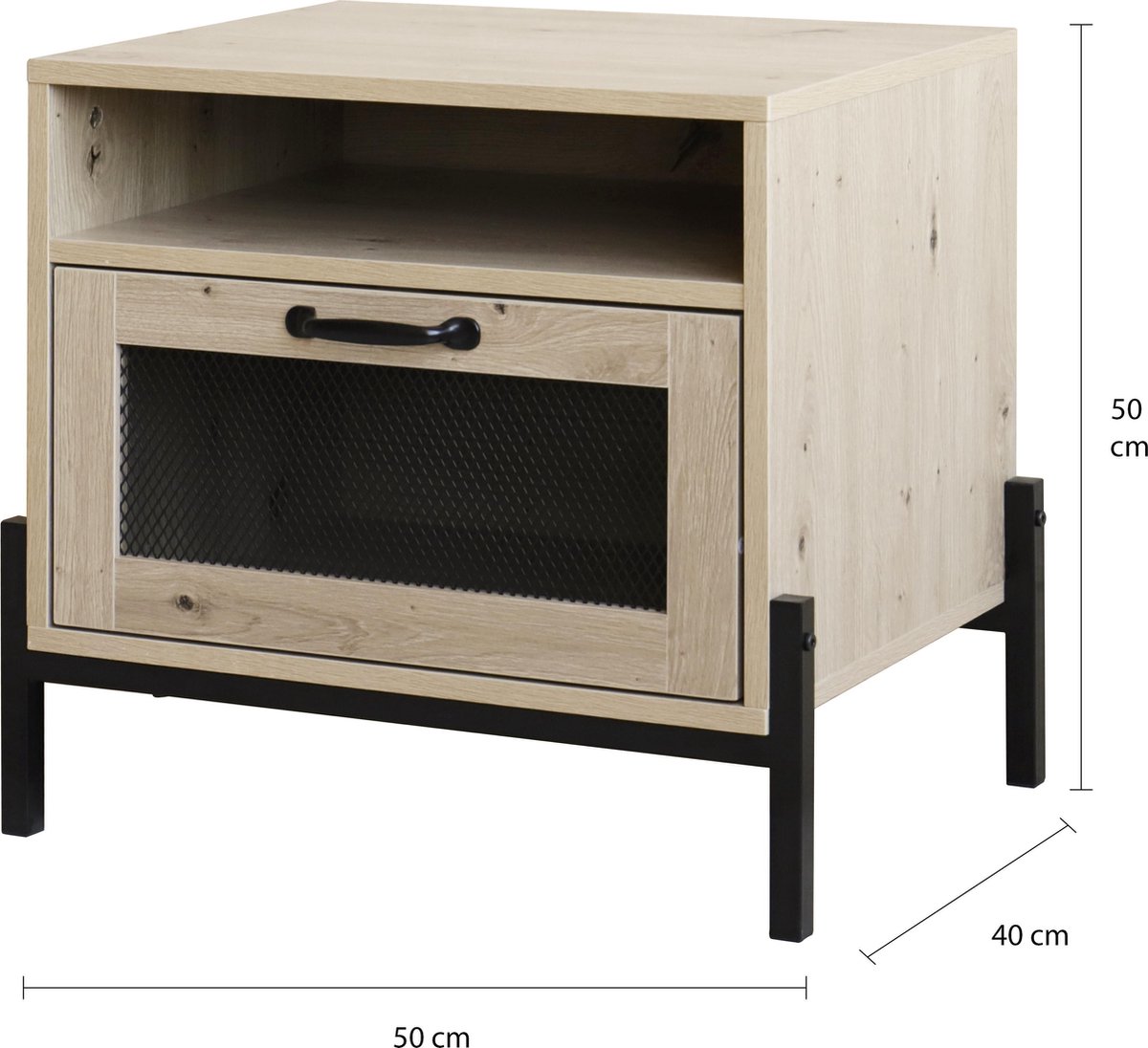 Quvio Nachtkastje Met Deurtje En Open Lade - Quv1020 - Walnut Light Brown - Bruin