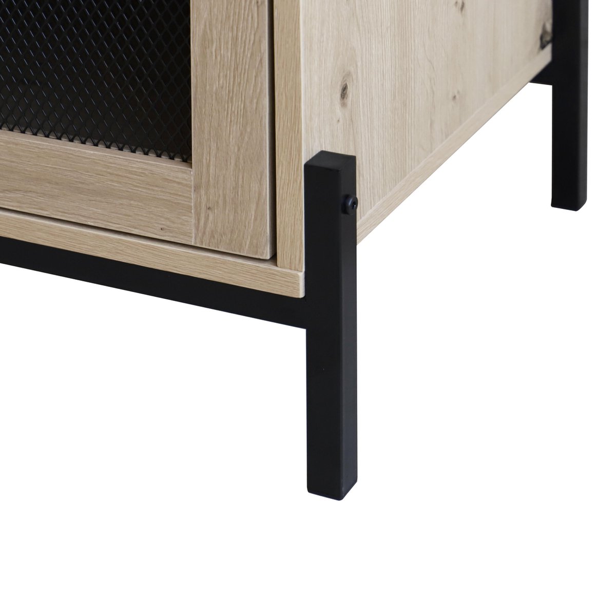 Quvio Nachtkastje Met Deurtje En Open Lade - Quv1020 - Walnut Light Brown - Bruin
