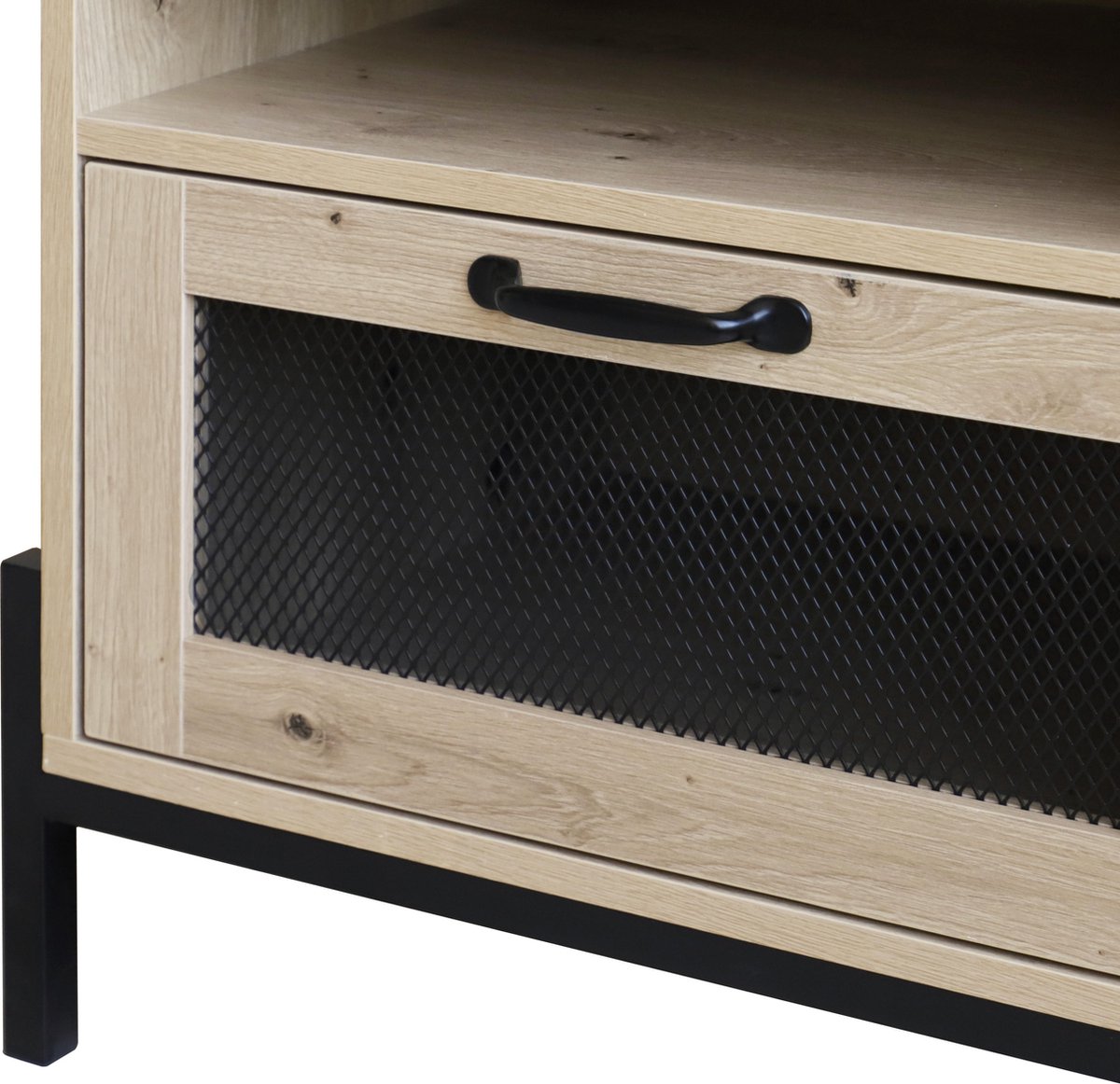 Quvio Nachtkastje Met Deurtje En Open Lade - Quv1020 - Walnut Light Brown - Bruin