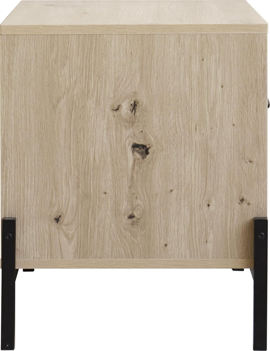 Quvio Nachtkastje Met Deurtje En Open Lade - Quv1020 - Walnut Light Brown - Bruin