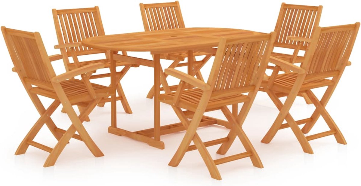 Vidaxl 7-delige Tuinset Massief Teakhout - Bruin