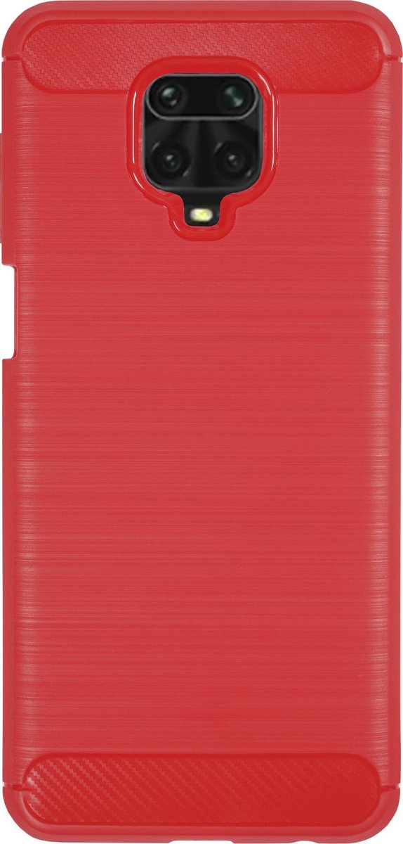 Bmax Carbon Soft Case Hoesje Voor Xiaomi Redmi Note 9 Pro Red/ - Rood