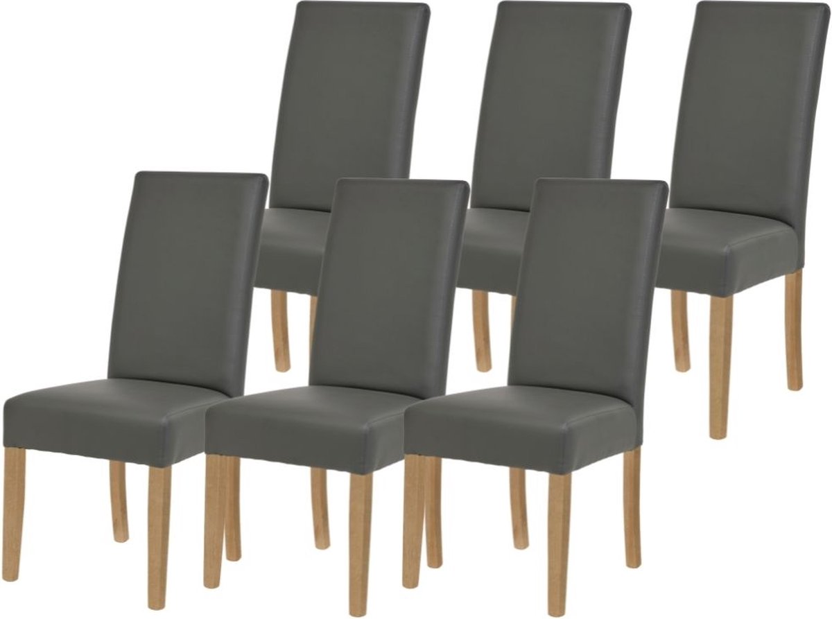 Ways. - Klassieke Eetkamerstoelen Stijlvol Design - Houten Poten - 6 Stuks - Grijs