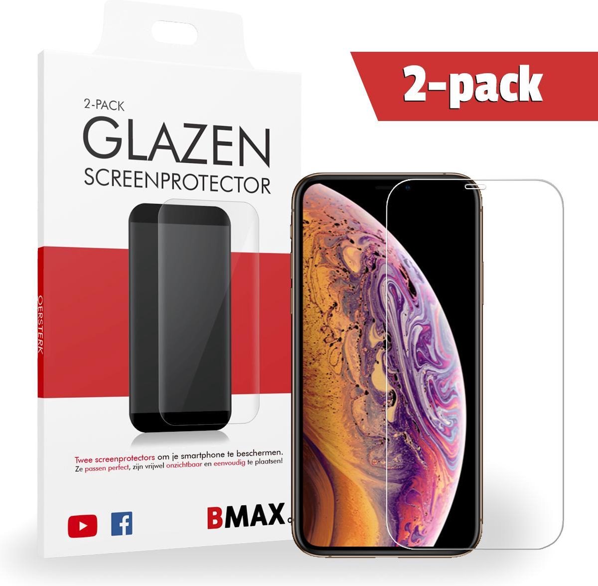 2-pack Bmax Apple Iphone Xs Screenprotector - Glass - 2.5d