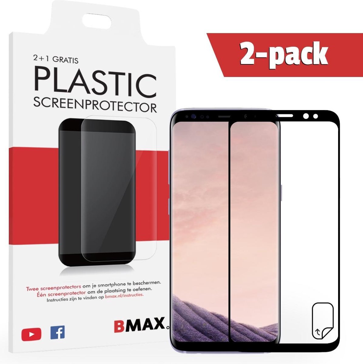 2+1-pack Bmax Samsung Galaxy S8 Screenprotector - Pet - Full Cover