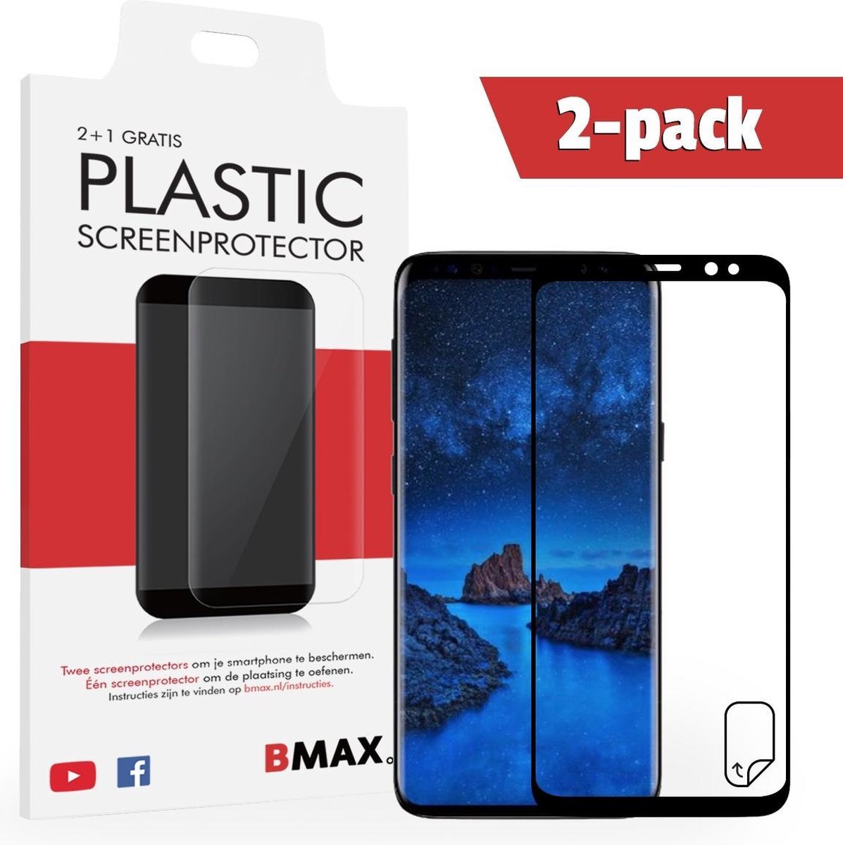 2+1-pack Bmax Samsung Galaxy S9 Screenprotector - Pet - Full Cover