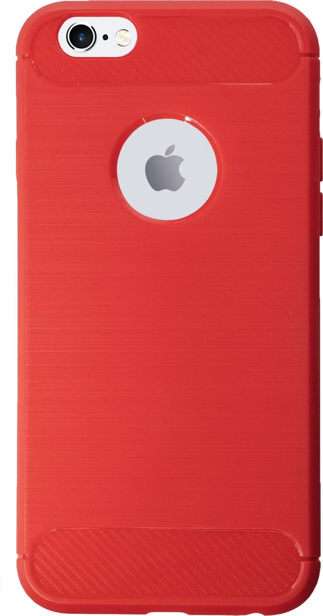 Bmax Carbon Soft Case Hoesje Voor Iphone 6/6s - Red/ - Rood