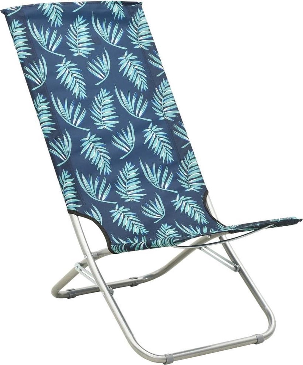 Vidaxl Strandstoelen 2 St Inklapbaar Bladpatroon Stof - Groen