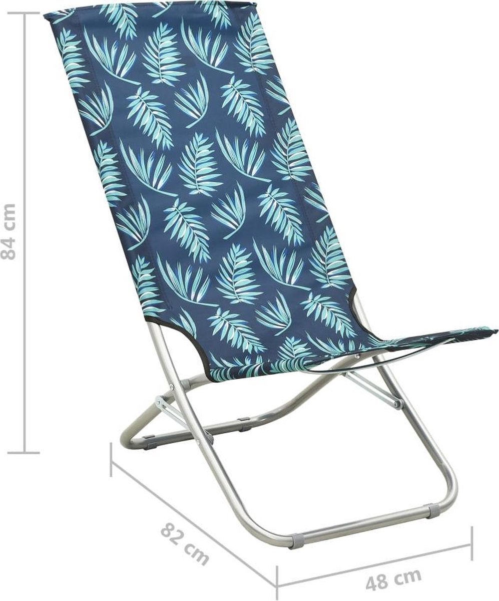 Vidaxl Strandstoelen 2 St Inklapbaar Bladpatroon Stof - Groen