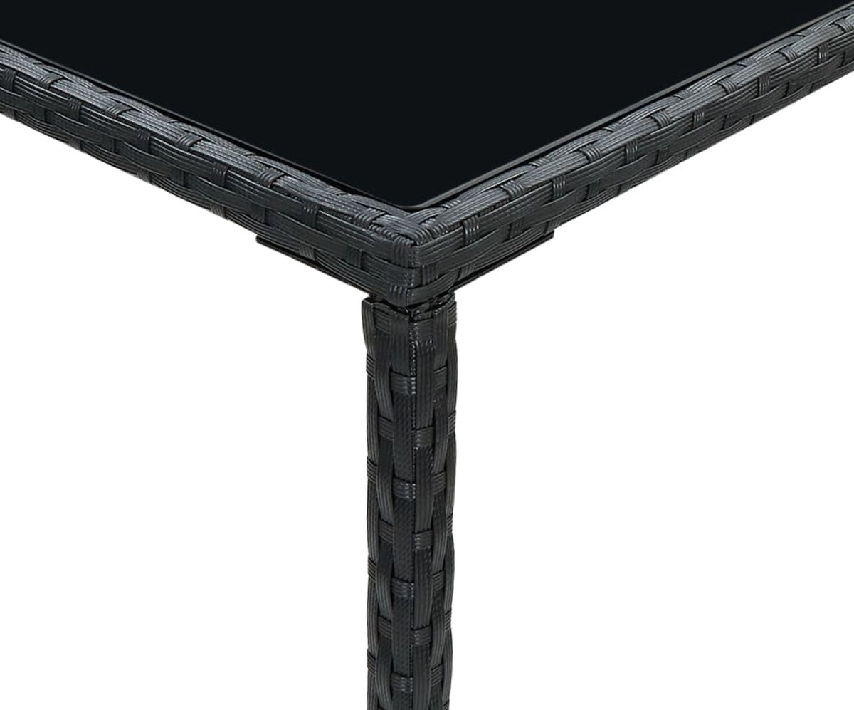 Vidaxl Tuinbartafel 70x70x110 Cm Poly Rattan En Glas - Zwart