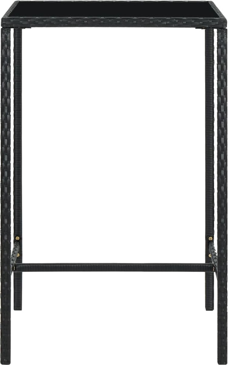 Vidaxl Tuinbartafel 70x70x110 Cm Poly Rattan En Glas - Zwart