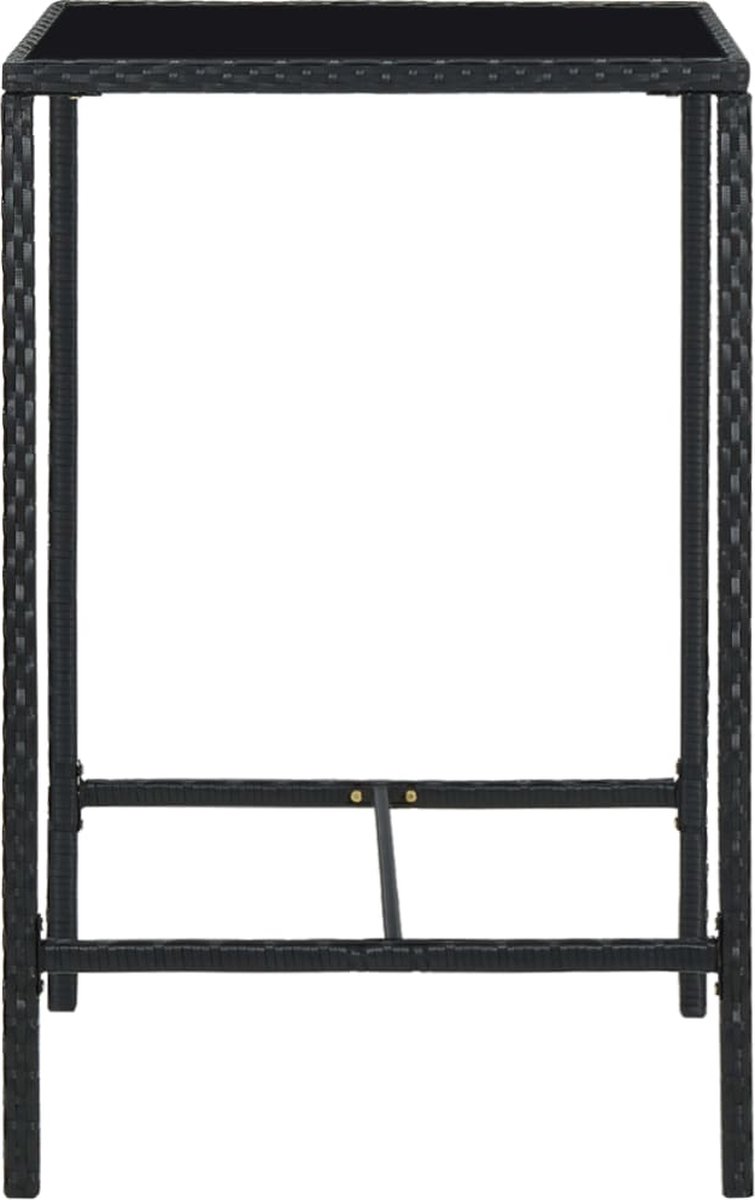 Vidaxl Tuinbartafel 70x70x110 Cm Poly Rattan En Glas - Zwart