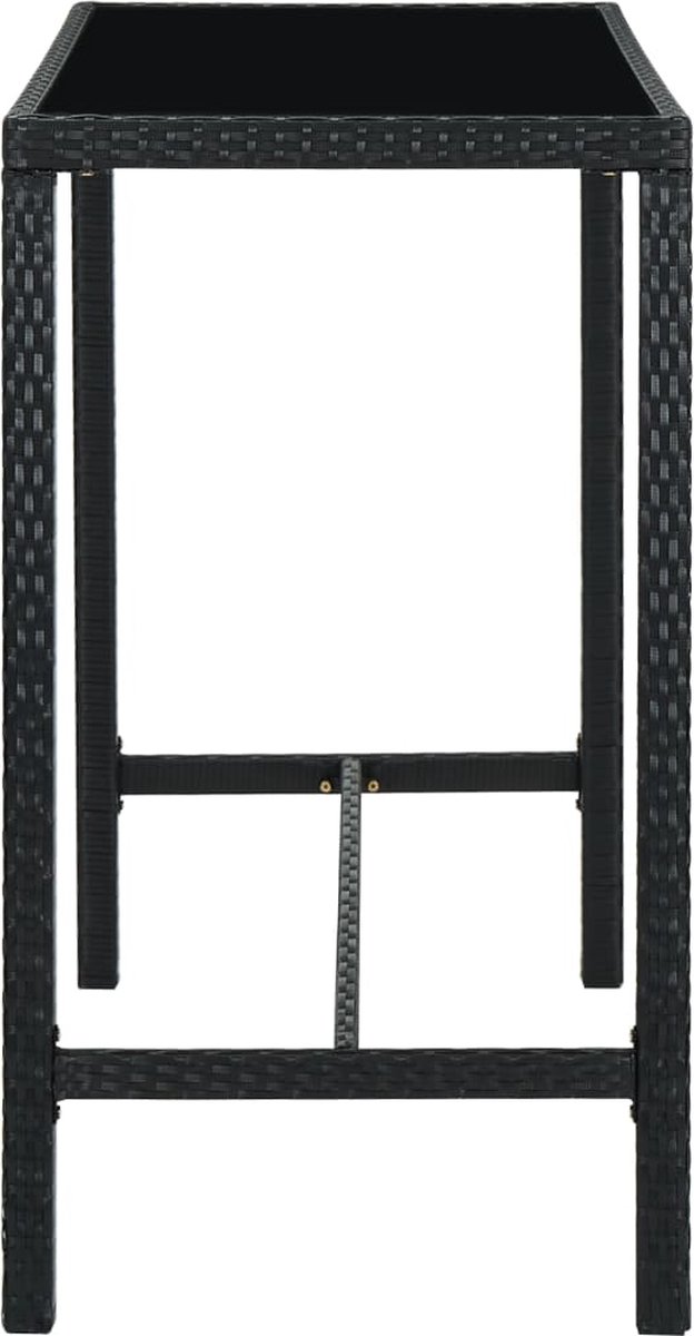 Vidaxl Tuinbartafel 130x60x110 Cm Poly Rattan En Glas - Zwart