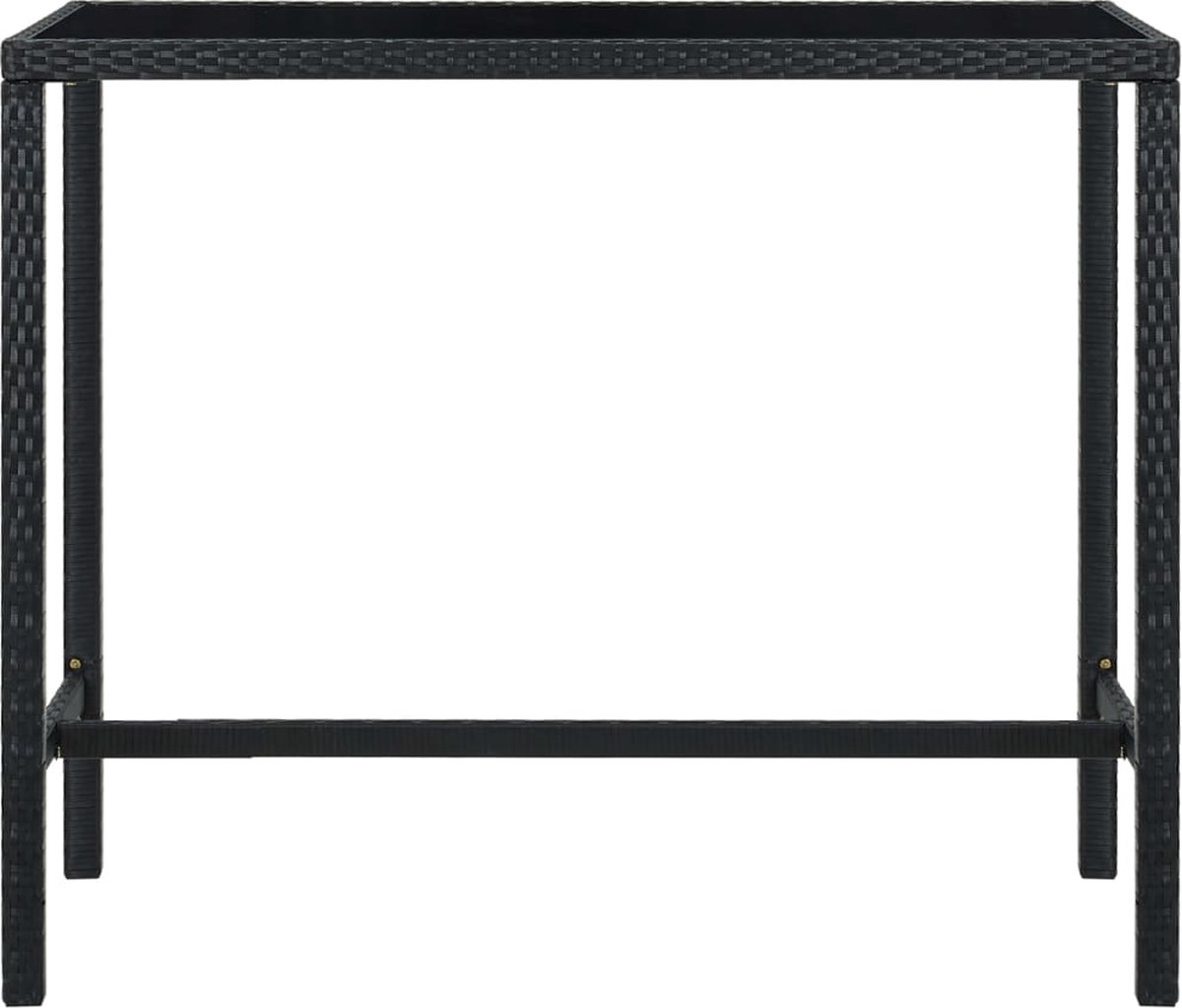 Vidaxl Tuinbartafel 130x60x110 Cm Poly Rattan En Glas - Zwart
