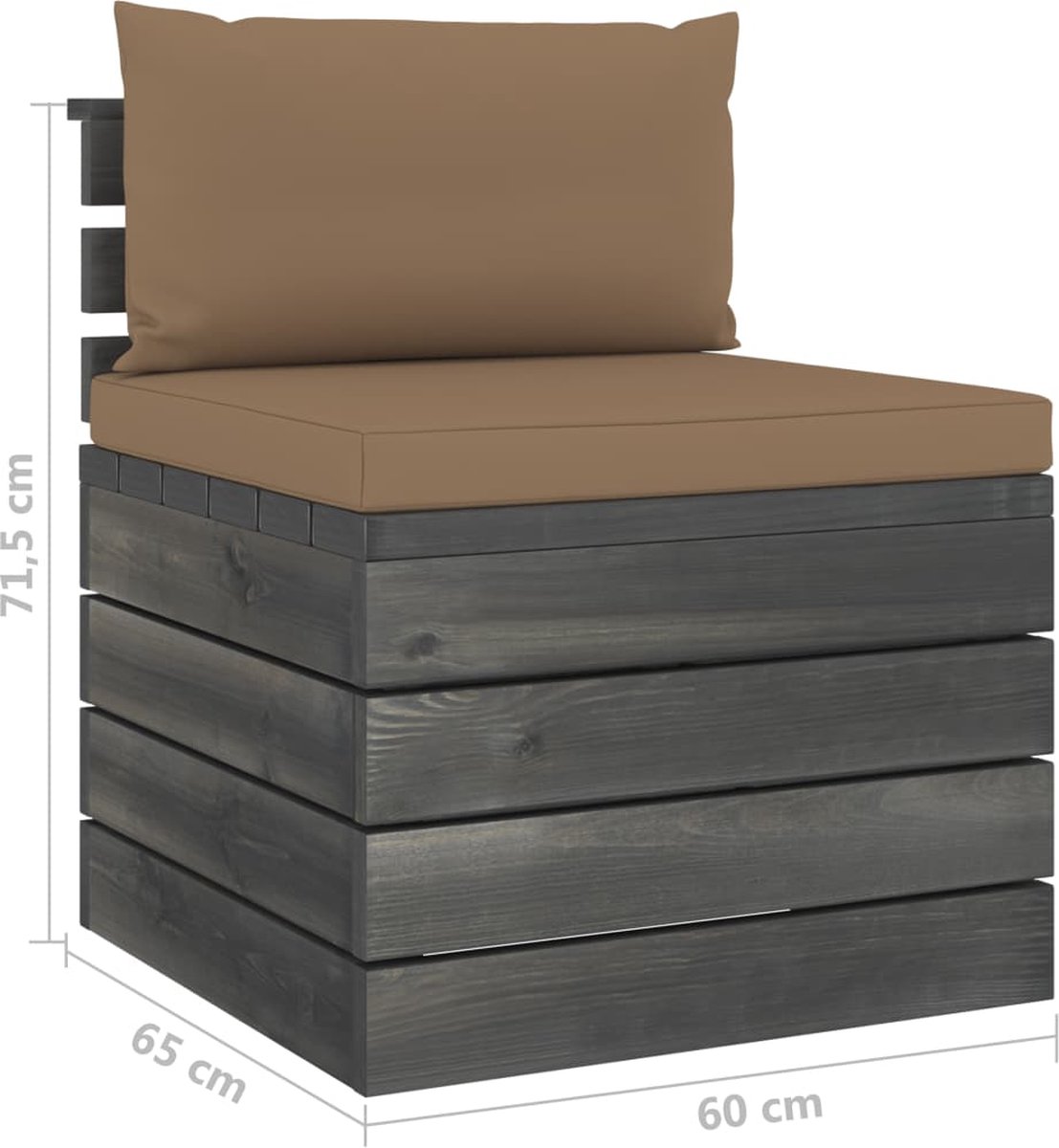 Vidaxl Tuinmiddenbank Met Kussens Pallet Grenenhout - Bruin