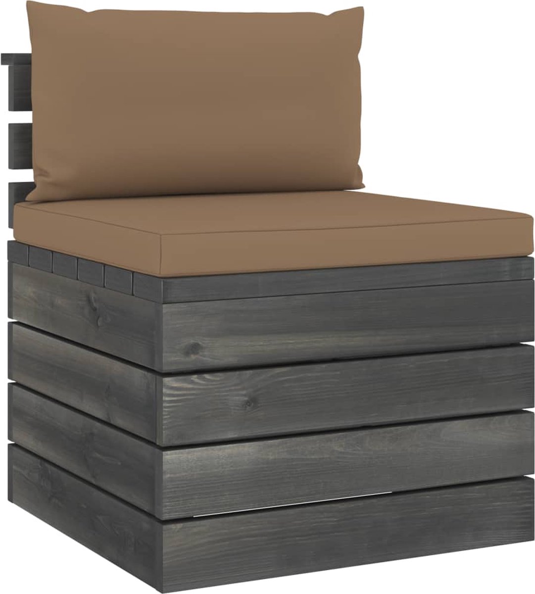 Vidaxl Tuinmiddenbank Met Kussens Pallet Grenenhout - Bruin