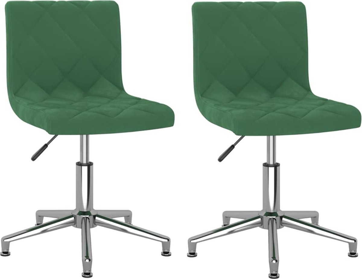 Vidaxl Eetkamerstoelen Draaibaar 2 St Fluweel Donker - Groen