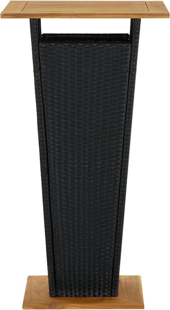 Vidaxl Bartafel 60x60x110 Cm Poly Rattan En Massief Acaciahout - Zwart