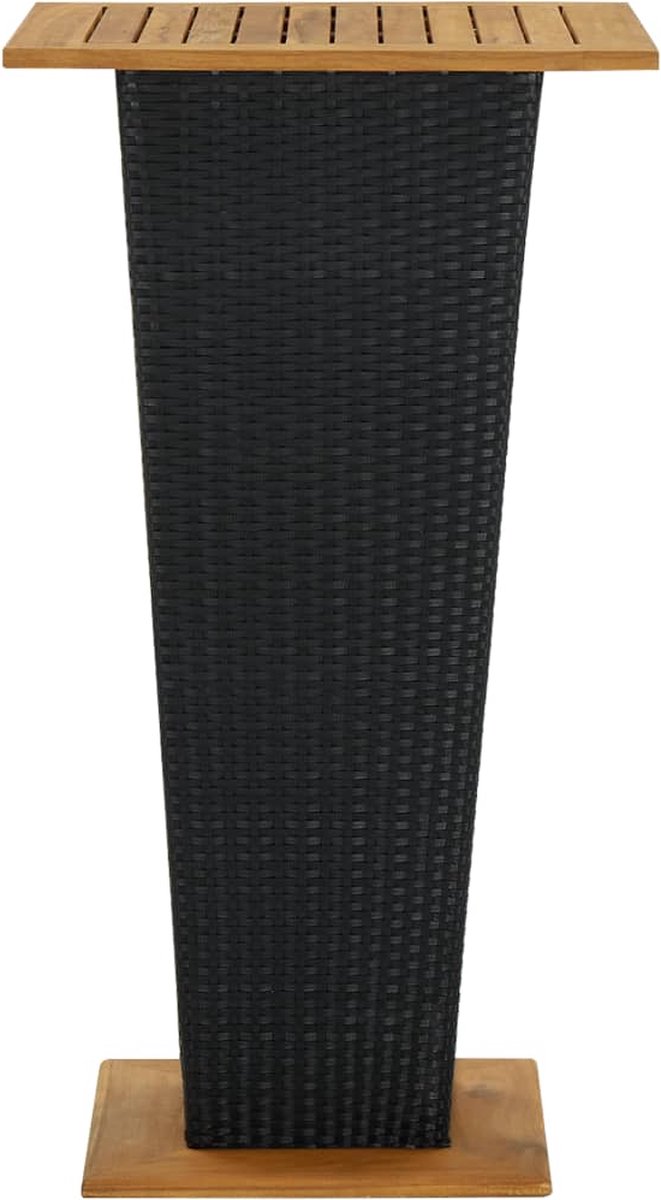 Vidaxl Bartafel 60x60x110 Cm Poly Rattan En Massief Acaciahout - Zwart