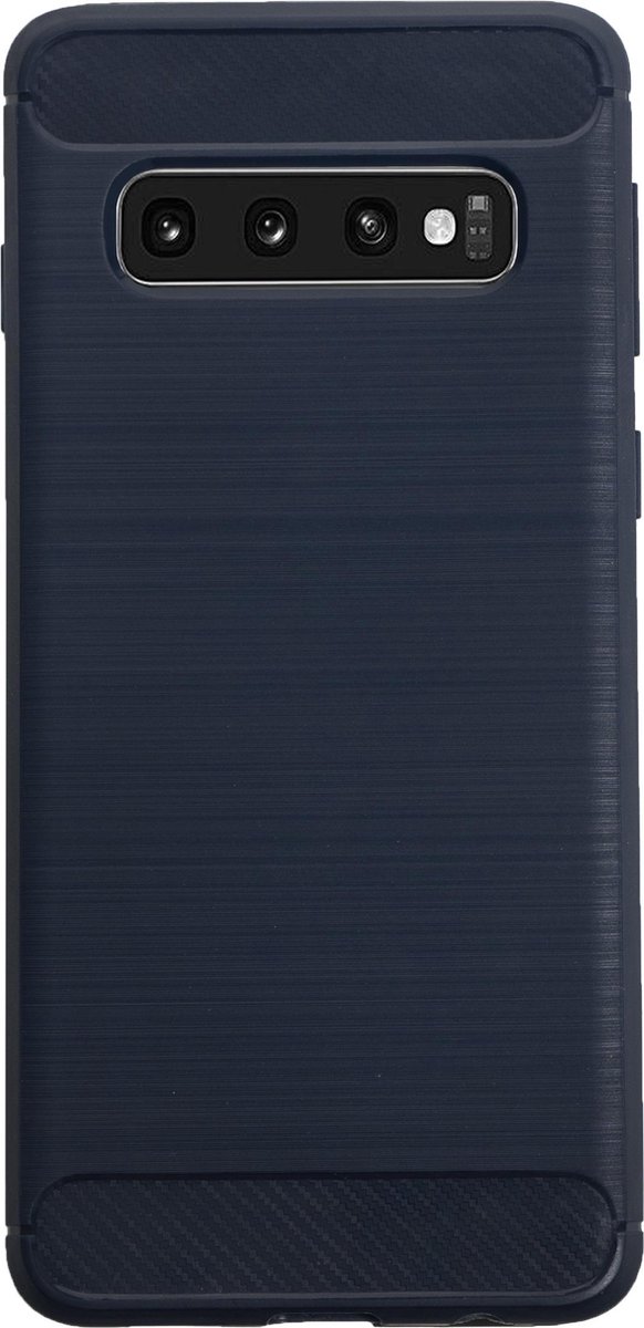 Bmax Carbon Soft Case Hoesje Voor Samsung Galaxy S10 - Blue/ - Blauw