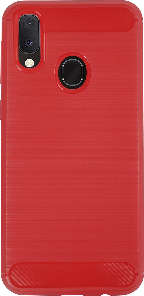 Bmax Carbon Soft Case Hoesje Voor Samsung Galaxy A20e - Red/ - Rood