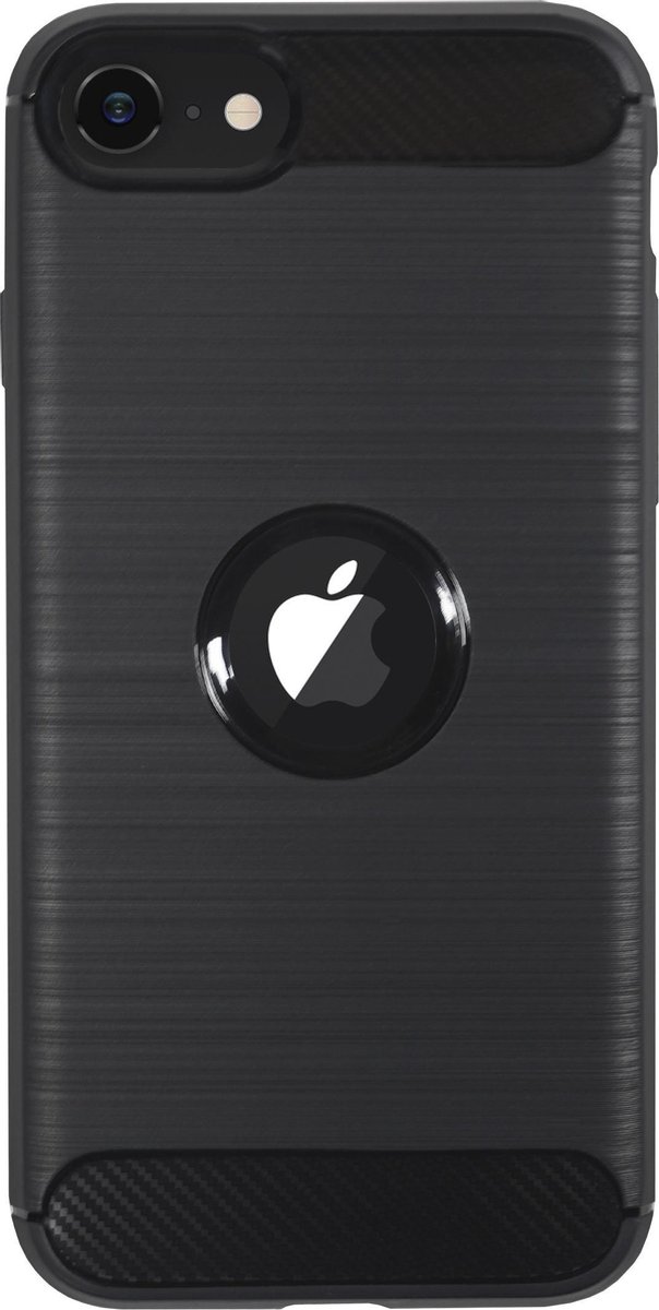 Bmax Carbon Soft Case Hoesje Voor Iphone Se 2020 - Black/ - Zwart